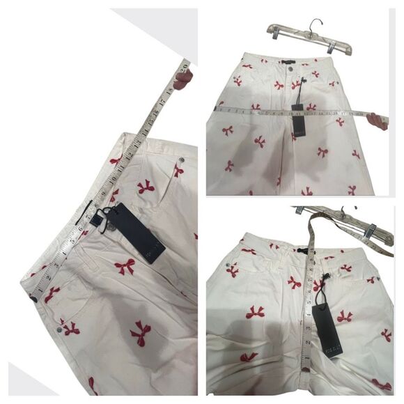 Forever 21 Bow Embroidered Baggy Pants Sz S 27/32 Wide Leg NWT - Picture 5 of 7